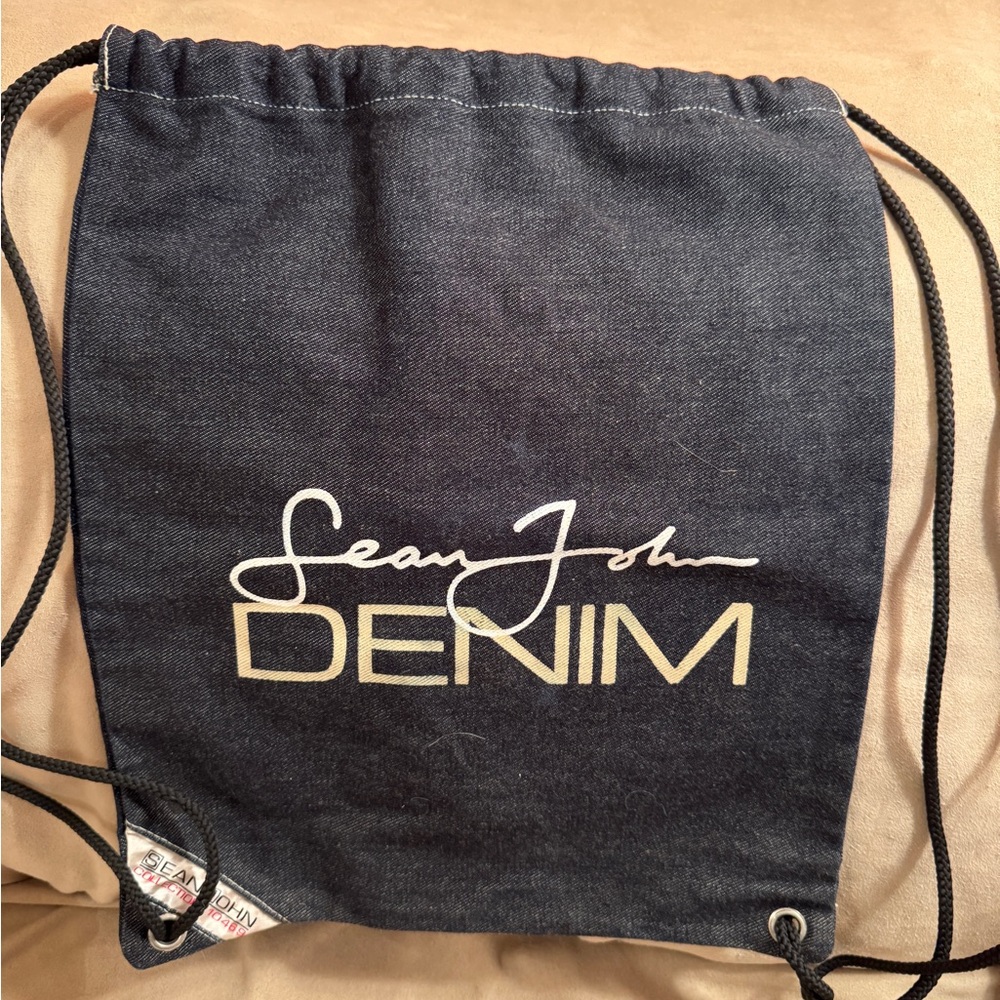 Sean John Denim Drawstring Backpack - Dark Blue